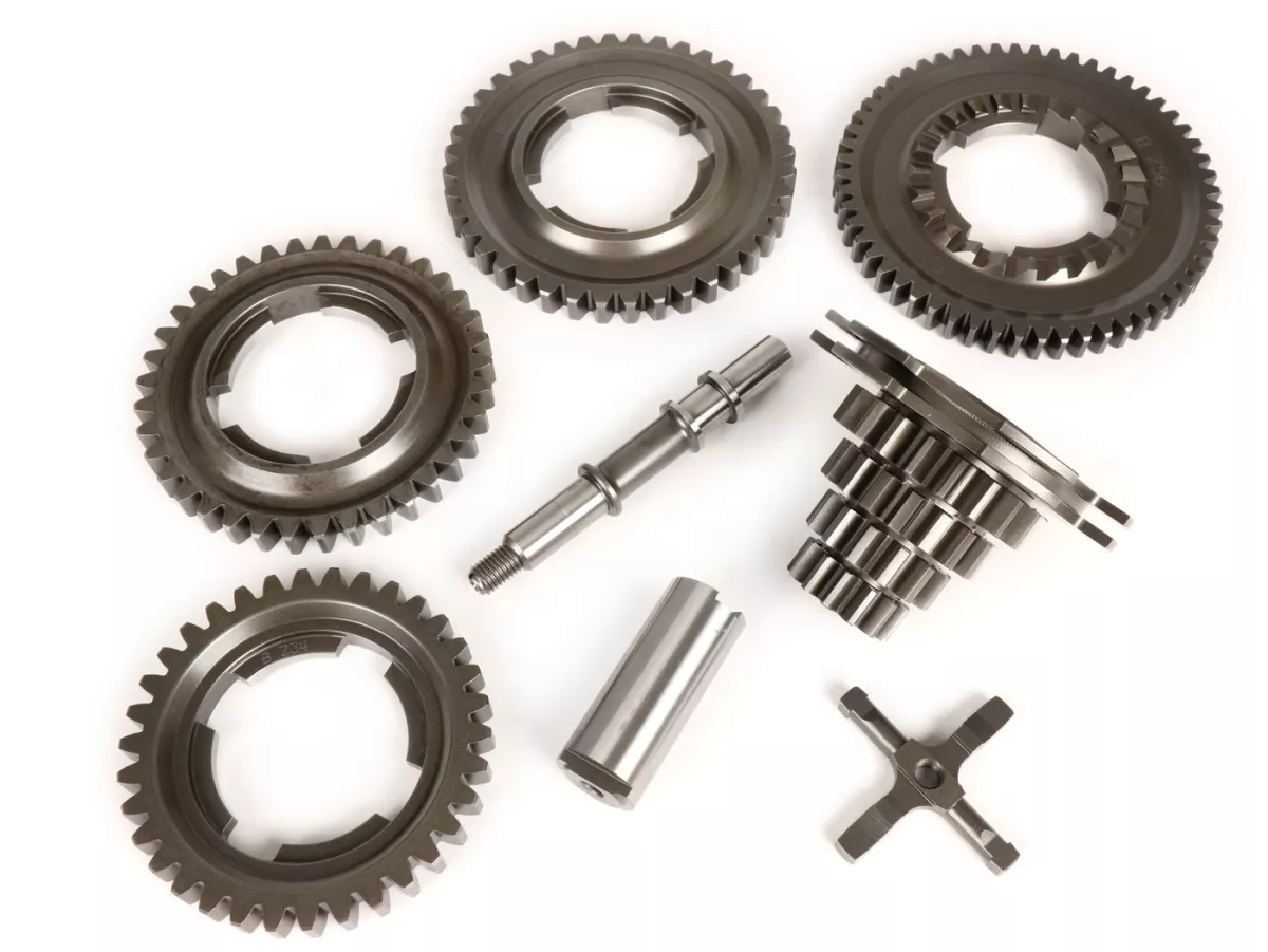 Gearbox termasuk poros bantu (pohon cemara), pemindah silang, gigi 1, 2, 3, 4 -BENELLI- Vespa Rangka Lebar 1955-1959 (V30-33, VM, VN, VL, VB1) - 13/56 - 13/40 - 17/37 - 20/34