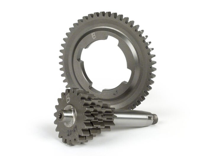 Gear cluster set incl. 4th gear with 49 teeth -BENELLI- Vespa V50, PV125, ET3, PK50, PK80, PK125 S-XL/XL2 - 10-14-17-20 teeth - compatible with genuine gear box, extra short 4th gear