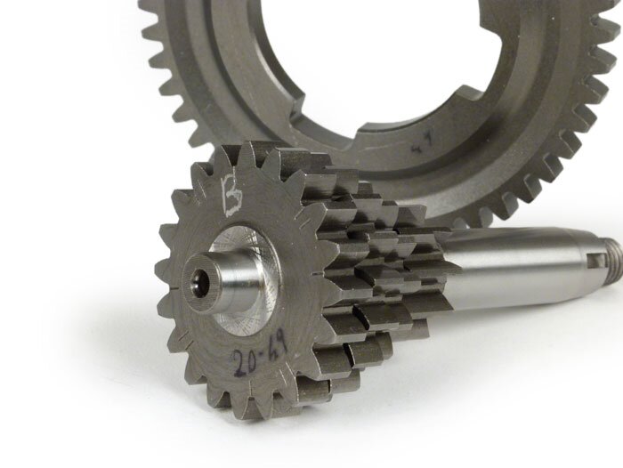 Gear cluster set incl. 4th gear with 49 teeth -BENELLI- Vespa V50, PV125, ET3, PK50, PK80, PK125 S-XL/XL2 - 10-14-17-20 teeth - compatible with genuine gear box, extra short 4th gear