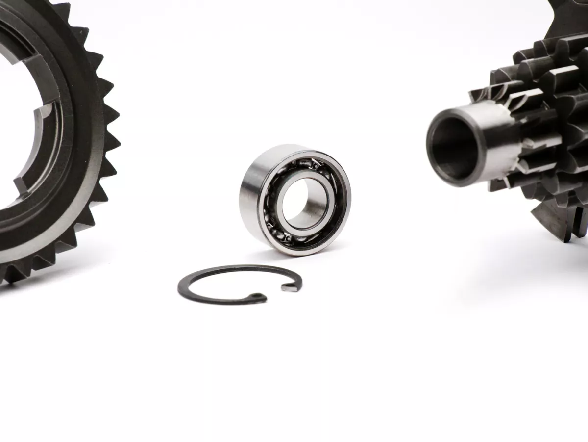 Kit arbre primaire, pignon 4ème vitesse de 34 dents incl. -BENELLI type Drag Cluster- Vespa PX125, PX150, PX200, T5 125cc, Cosa, Rally - 12-12-17-17 dents