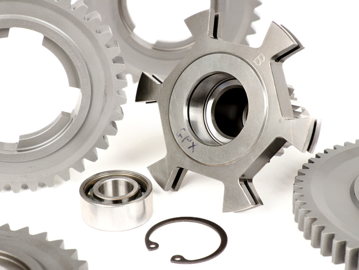 Gearbox (gears + auxiliary shaft) -BENELLI type GPX- Vespa PX125, PX150, PX200, T5 125cc, Cosa - 12/55, 12/38, 17/38, 17/34 teeth - short