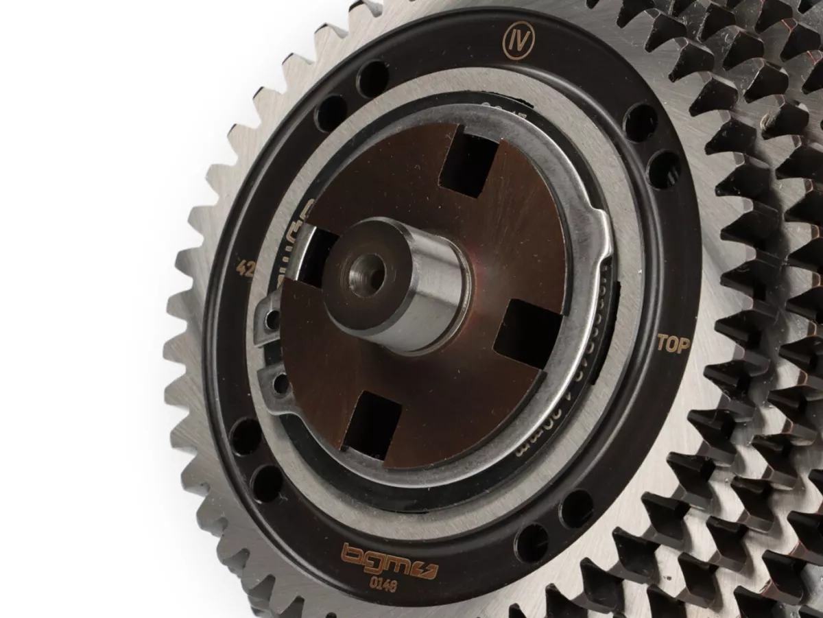 Gearbox (gear cogs incl. drive shaft) -BGM PRO- Vespa Smallframe,  4-speed- 58, 54, 50, 46 teeth, Vespa PK S, PK XL1, PK XL2, ETS, V50 (V5A1T from Nr. 69444), Special (V5B3T from Nr. 94315), Elestart (V5B4T from Nr. 1514), PV125 (VMA2T from Nr. 150203), E
