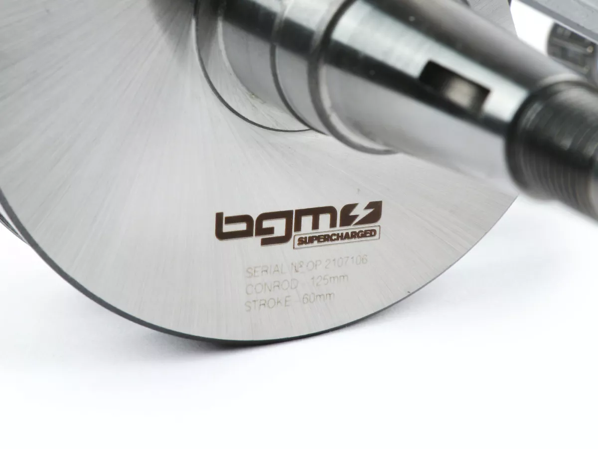 Crankshaft -J&G 2% special by BGM Pro (rotary valve) 60mm stroke, 125mm connecting rod, piston pin=Ø16mm- Vespa PX80-150 - for adaptation of a PX200 cylinder by means of adapter plate