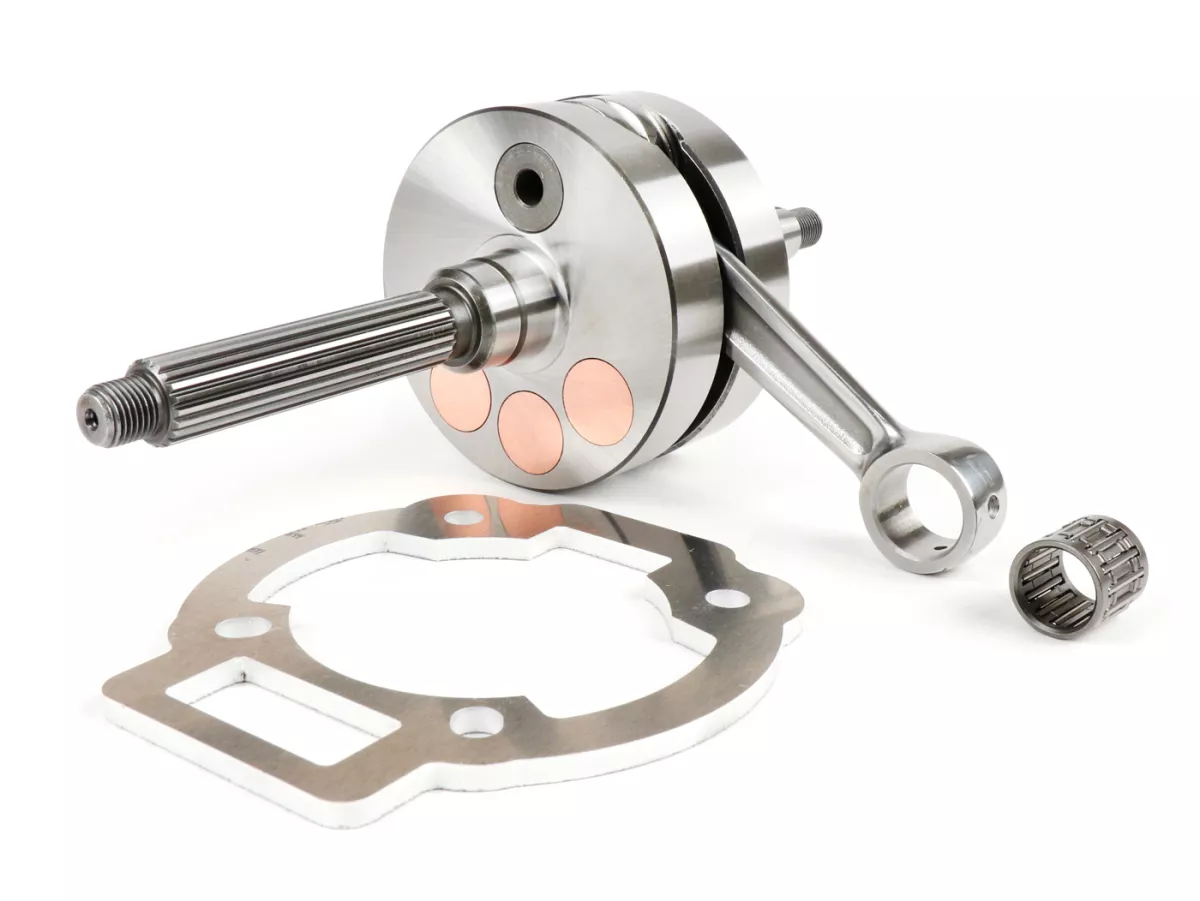 Crankshaft long stroke -BGM Evolution 2 55mm stroke, 110mm conrod, Ø=90mm webs- Piaggio Maxi 2-stroke - incl. spacer, Aprilia SR125, Gilera Runner 125FX, 180FXR, Italjet Dragster 125, 180, Piaggio SKR125, SKR150, TPH125, Skipper125, Skipper150, Hexagon 12