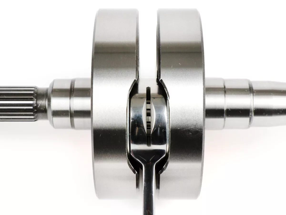 Crankshaft long stroke -BGM Evolution 2 55mm stroke, 110mm conrod, Ø=90mm webs- Piaggio Maxi 2-stroke - incl. spacer, Aprilia SR125, Gilera Runner 125FX, 180FXR, Italjet Dragster 125, 180, Piaggio SKR125, SKR150, TPH125, Skipper125, Skipper150, Hexagon 12