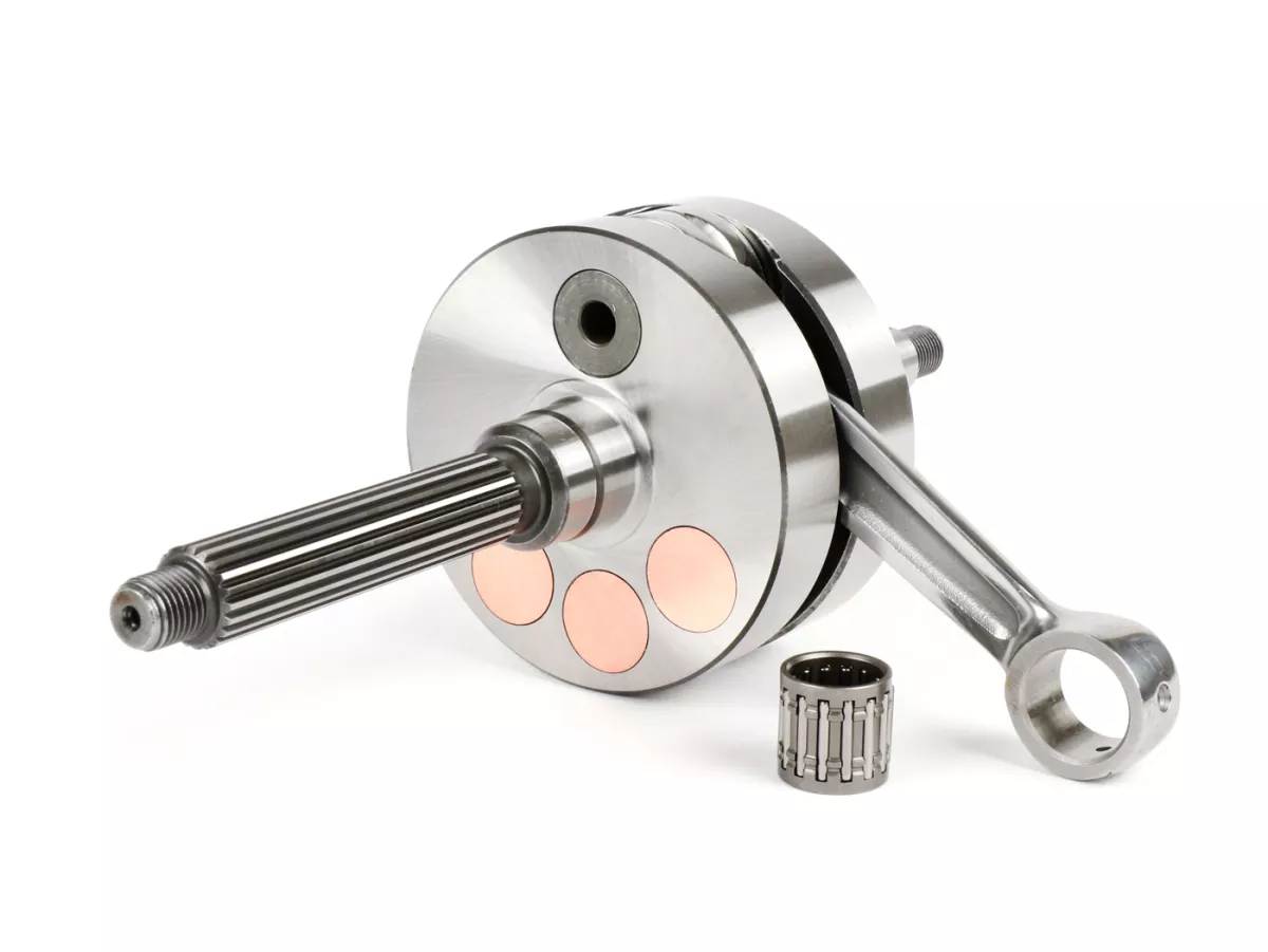 Long-stroke crankshaft -BGM Evolution 2 55mm stroke, 110mm connecting rod, Ø=90mm cheeks- Piaggio Maxi 2-stroke, Aprilia SR125, Gilera Runner 125FX, 180FXR, Italjet Dragster 125, 180, Piaggio SKR125, SKR150, TPH125, Skipper125, Skipper150, Hexagon 125EX, 