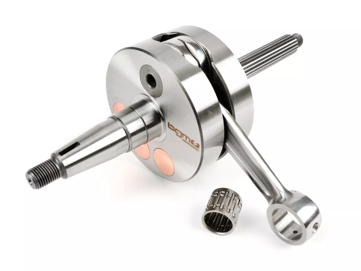 Long-stroke crankshaft -BGM Evolution 2 55mm stroke, 110mm connecting rod, Ø=90mm cheeks- Piaggio Maxi 2-stroke, Aprilia SR125, Gilera Runner 125FX, 180FXR, Italjet Dragster 125, 180, Piaggio SKR125, SKR150, TPH125, Skipper125, Skipper150, Hexagon 125EX, 