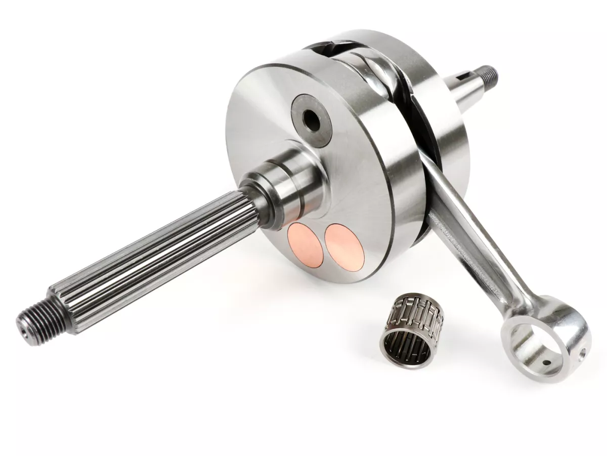 Long-stroke crankshaft -BGM Evolution 2 55mm stroke, 110mm connecting rod, Ø=90mm cheeks- Piaggio Maxi 2-stroke, Aprilia SR125, Gilera Runner 125FX, 180FXR, Italjet Dragster 125, 180, Piaggio SKR125, SKR150, TPH125, Skipper125, Skipper150, Hexagon 125EX, 