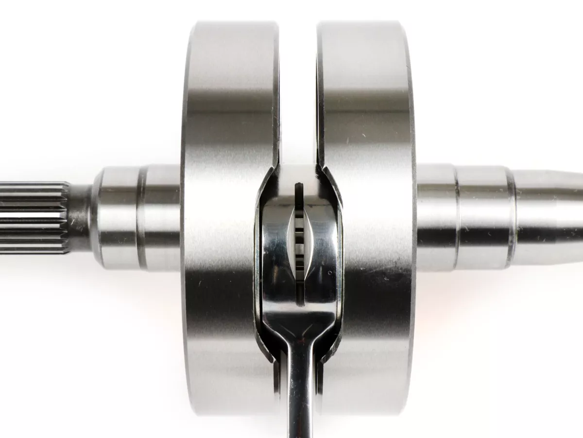 Long-stroke crankshaft -BGM Evolution 2 55mm stroke, 110mm connecting rod, Ø=90mm cheeks- Piaggio Maxi 2-stroke, Aprilia SR125, Gilera Runner 125FX, 180FXR, Italjet Dragster 125, 180, Piaggio SKR125, SKR150, TPH125, Skipper125, Skipper150, Hexagon 125EX, 