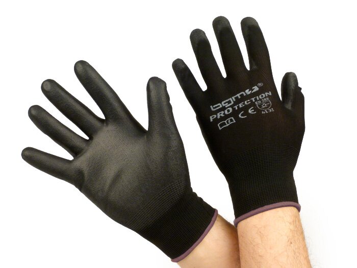 Work gloves - mechanics gloves - protective gloves -BGM PRO-tection- seamless knitted gloves, 100% nylon with polyurethan coating - size L (9)