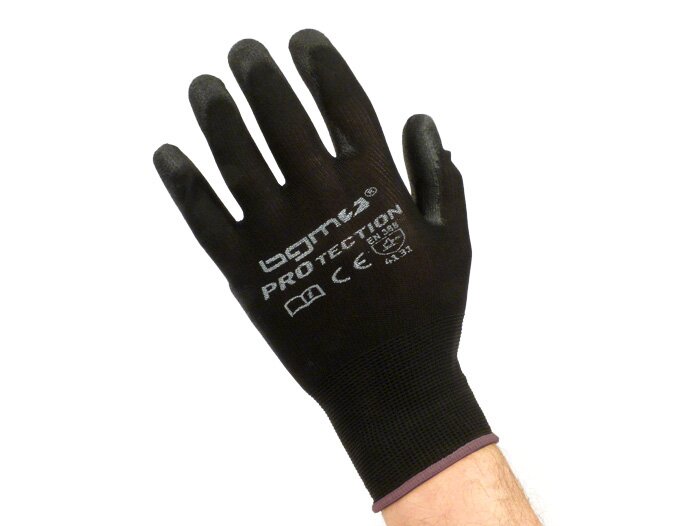 Work gloves - mechanics gloves - protective gloves -BGM PRO-tection- seamless knitted gloves, 100% nylon with polyurethan coating - size L (9)