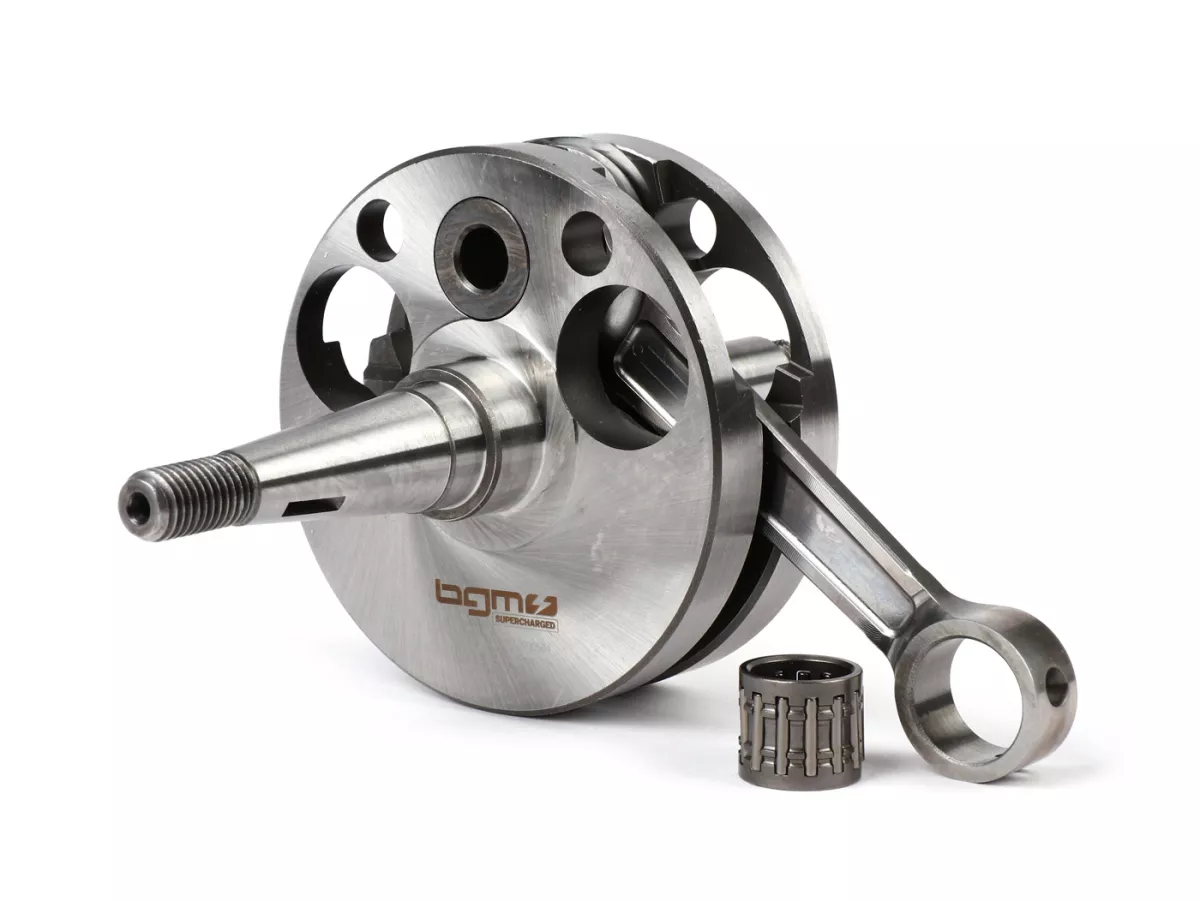 Vevaxel -BGM PRO, direktintag, slaglängd = 57mm, vevstake = 105mm- Motovespa 125, Motovespa 150S - kolvstift Ø15mm (nållager), kopplingstyp Vespa PX (Ø 15mm), även för konvertering Vespa VNA1T-VNA2T