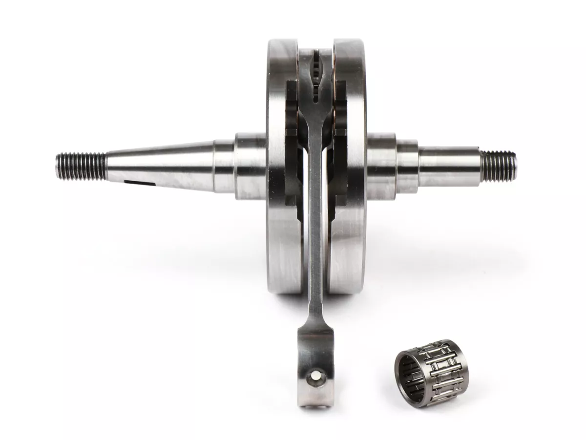Vevaxel -BGM PRO, direktintag, slaglängd = 57mm, vevstake = 105mm- Motovespa 125, Motovespa 150S - kolvstift Ø15mm (nållager), kopplingstyp Vespa PX (Ø 15mm), även för konvertering Vespa VNA1T-VNA2T