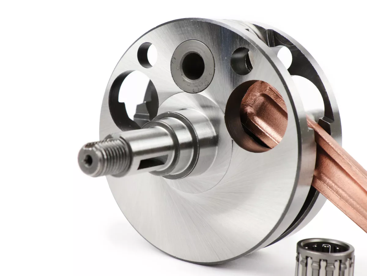 Crankshaft -BGM PRO, direct intake, stroke = 57mm, conrod = 110mm- Vespa Wideframe VM1T, VM2T, VN1T, VN2T, Vespa 150 VL1T, VL2T, VL3T, VB1T, ACMA 125 (19541955), ACMA 150GL (1956-1958), Motovespa 125N (1956-1958) - gudgeon pin Ø15mm (needle roller bearing