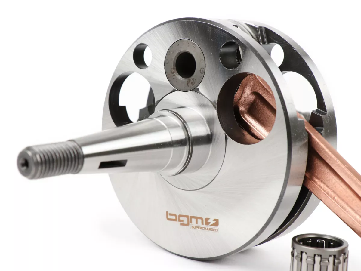 Crankshaft -BGM PRO, direct intake, stroke = 57mm, conrod = 110mm- Vespa Wideframe VM1T, VM2T, VN1T, VN2T, Vespa 150 VL1T, VL2T, VL3T, VB1T, ACMA 125 (19541955), ACMA 150GL (1956-1958), Motovespa 125N (1956-1958) - gudgeon pin Ø15mm (needle roller bearing