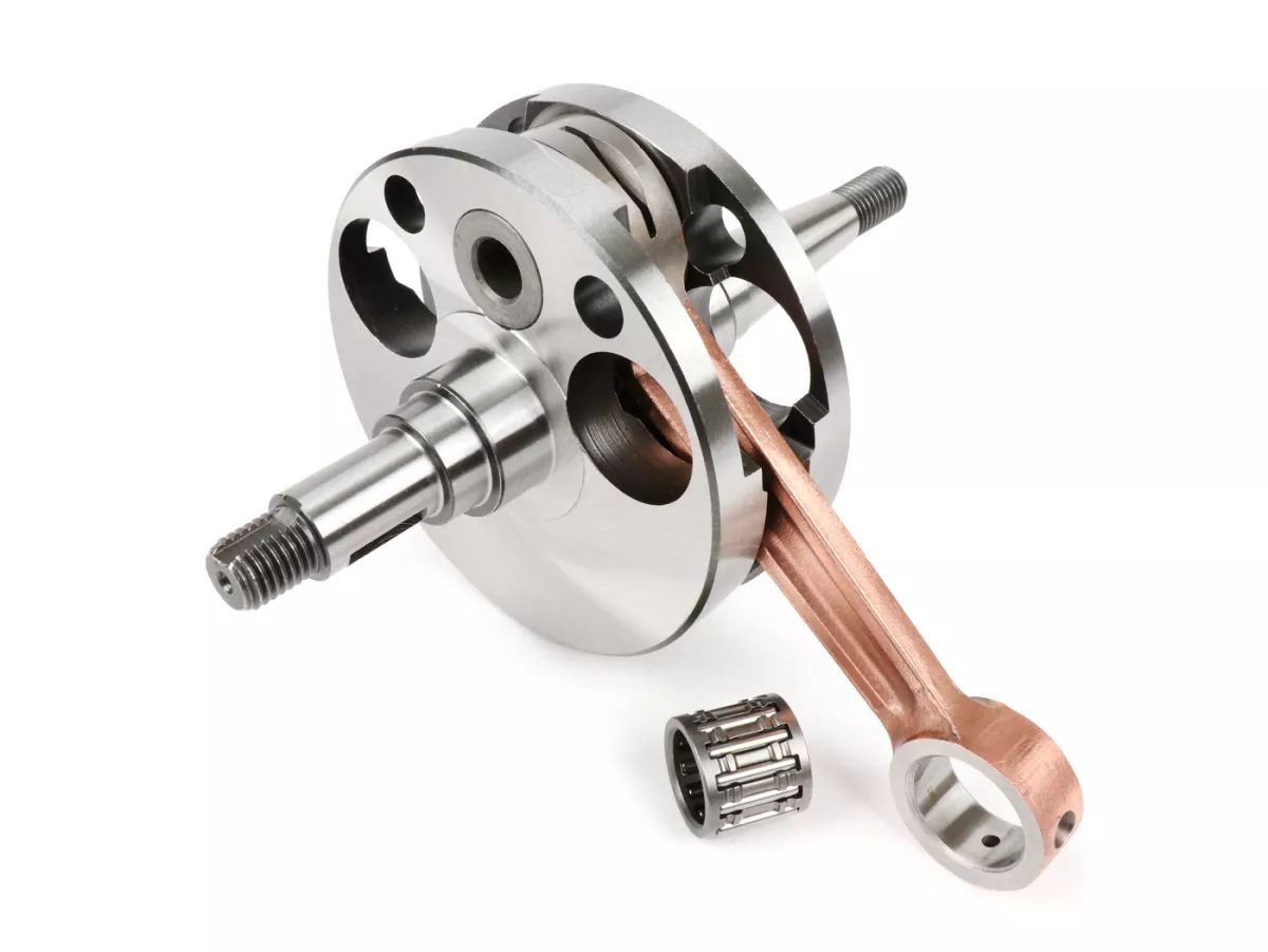 Crankshaft -BGM PRO, direct intake, stroke = 57mm, conrod = 110mm- Vespa Wideframe VM1T, VM2T, VN1T, VN2T, Vespa 150 VL1T, VL2T, VL3T, VB1T, ACMA 125 (19541955), ACMA 150GL (1956-1958), Motovespa 125N (1956-1958) - gudgeon pin Ø15mm (needle roller bearing
