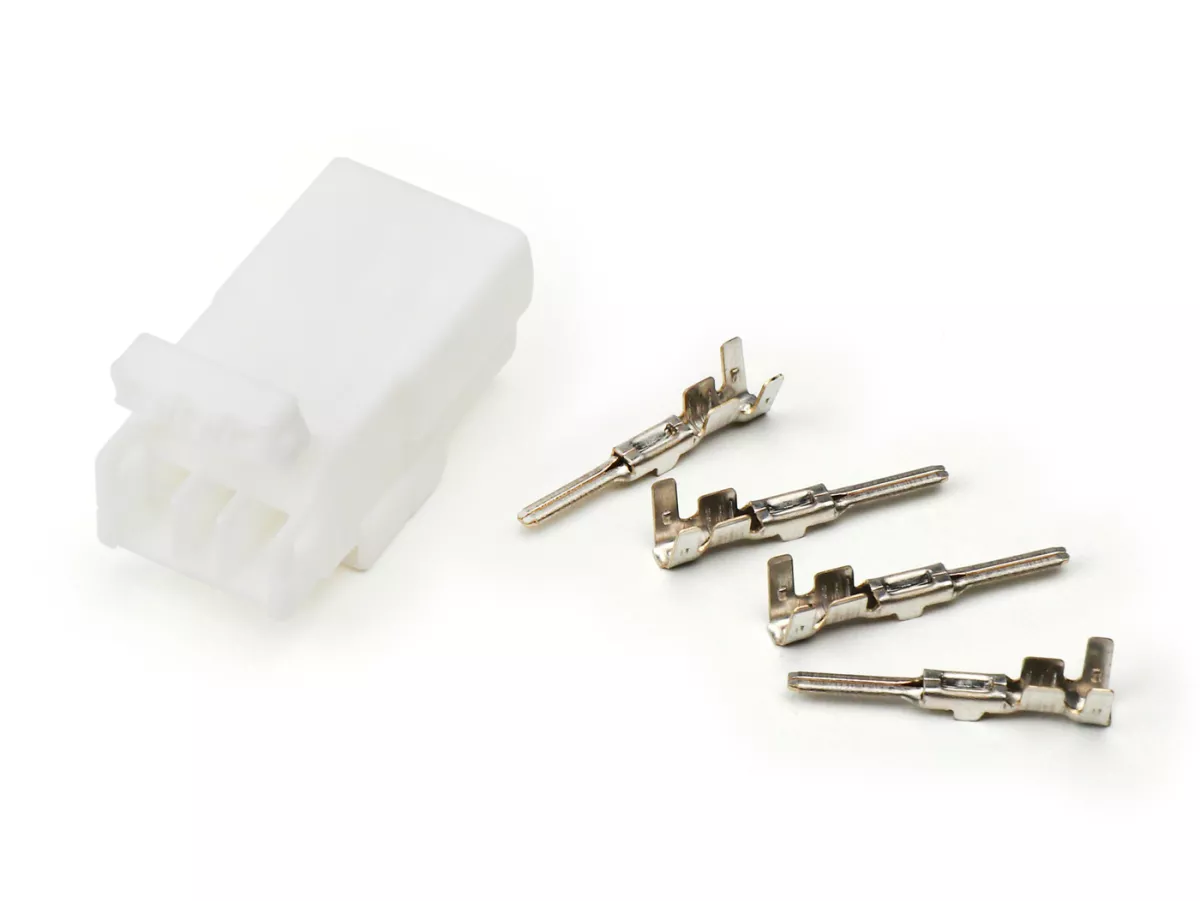 Steker untuk kabel harness -BGM PRO, tipe seri 070 AM, 3 kontak steker- Vespa, Piaggio, Gilera - Steker