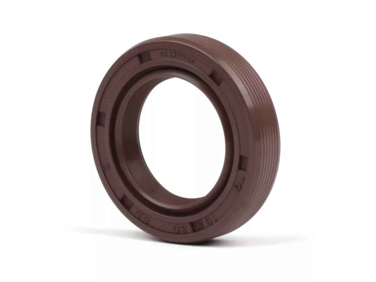 Oliekeerring 19x30x6,5mm -BGM PRO FKM/Viton® (E10 bestendig)- (gebruikt voor krukas aandrijfzijde Piaggio 50 ccm 2-takt)