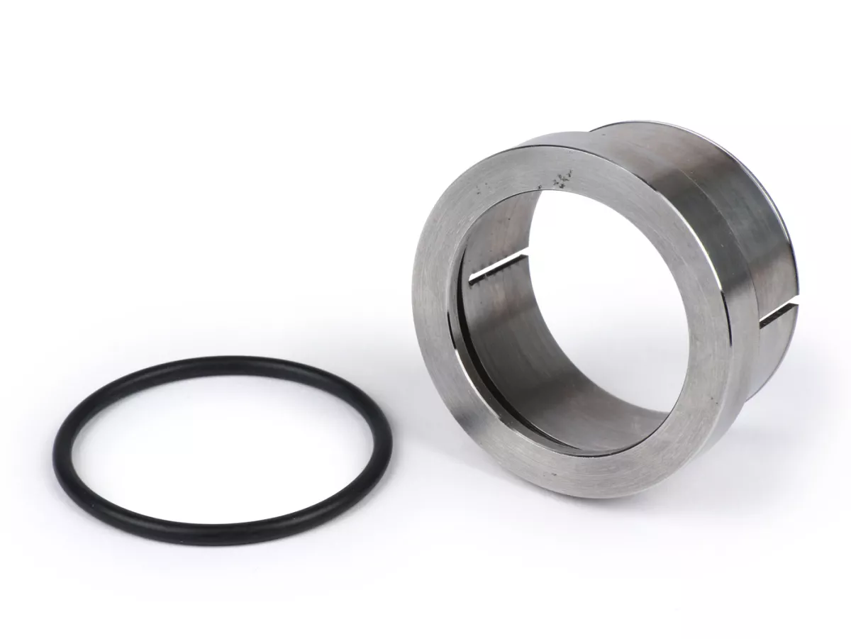 Exhaust flange with O-ring, with clamp - BGM PRO - Ø=44.5mm, Vespa PX200, Rally 200, Malossi Sport 210/221, MHR, Polini 210 - for welding on, incl. O-ring
