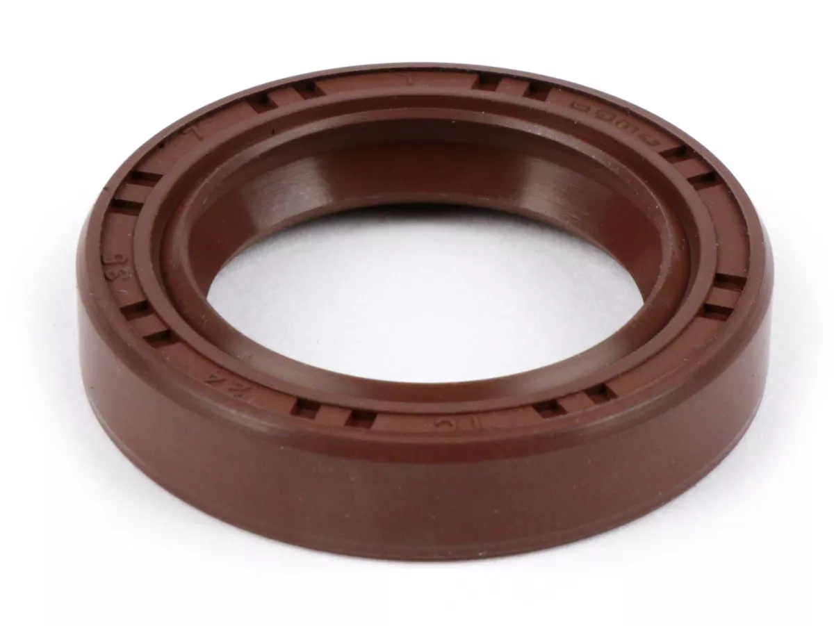 Oil seal (with dust lip) 24x35x7mm -BGM PRO FKM/Viton® (E10/etahnol resistant)- used for crankshaft Piaggio 125-180 cc 2-stroke (SKR, Runner, Dragster, TPH), fits also Vespa PX, ETS, T5, Cosa, LML Star 2T