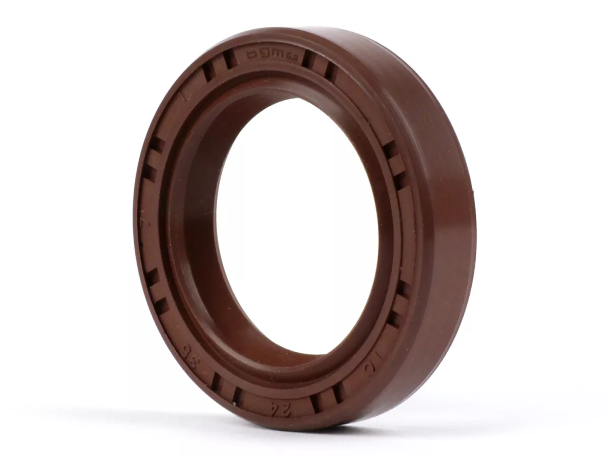 Oil seal (with dust lip) 24x35x7mm -BGM PRO FKM/Viton® (E10/etahnol resistant)- used for crankshaft Piaggio 125-180 cc 2-stroke (SKR, Runner, Dragster, TPH), fits also Vespa PX, ETS, T5, Cosa, LML Star 2T