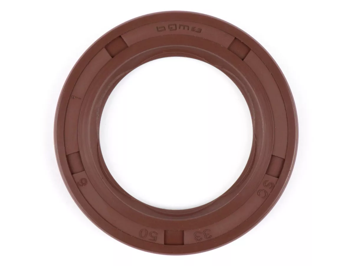 Retén de aceite 33x50x6mm -BGM PRO FKM/Viton® (resistente a E10)- (utilizado para el lado de accionamiento del cigüeñal Lambretta LI, LIS, SX, TV (series 2-3), DL, GP)