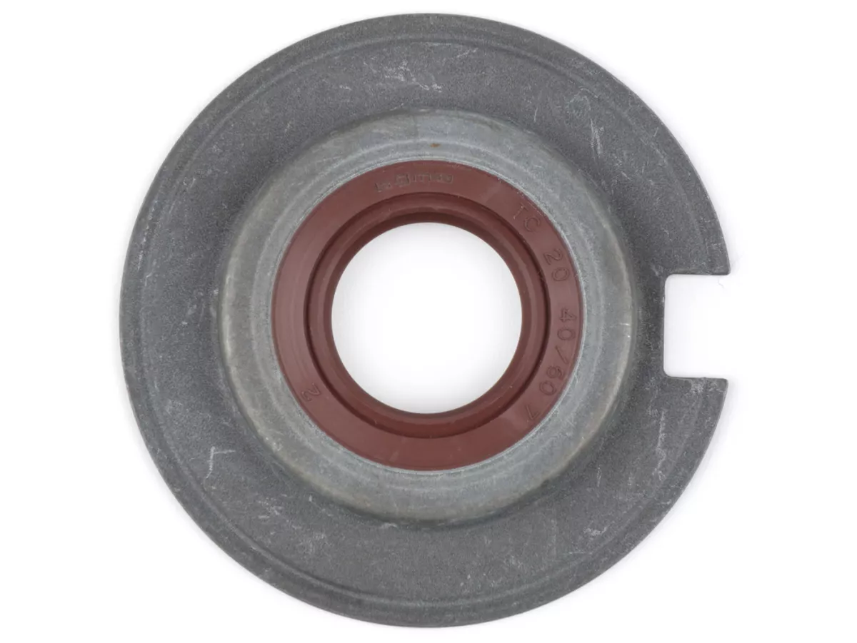 Paraolio SB 20x40/60x7mm -BGM PRO FKM/Viton® (resistente all'E10)- utilizzato per albero motore lato alternatore Vespa Largeframe (-1976) Sprint, Super, TS, GT125, GTR125, VNA, VNB, VBA, VBB, Wideframe (inoltre lato albero motore) VM, VN, VL,