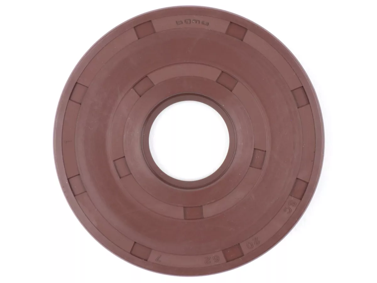 Oil seal 20x62x7mm -BGM PRO FKM/Viton® (E10/etahnol resistant)-(used for crankshaft drive side Vespa Sprint (till 1976), Super (till 1976), TS (till 1976), GT125 (till 1976), GTR125 (till 1976), GL150 (VLA1T), VNA, VNB, VBA, VBB)