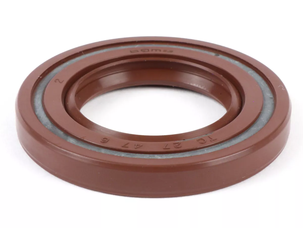 Oliekeerring 27x47x6mm -BGM PRO FKM/Viton® (E10 bestendig)- (gebruikt voor achterwiel / achterremtrommel Vespa PX (-1984), Rally180 (VSD1T), Rally200 (VSE1T), Sprint (vanaf 1972), TS (vanaf 1972), GT125 (vanaf 1972), GTR125 (vanaf 1972), GL150 (