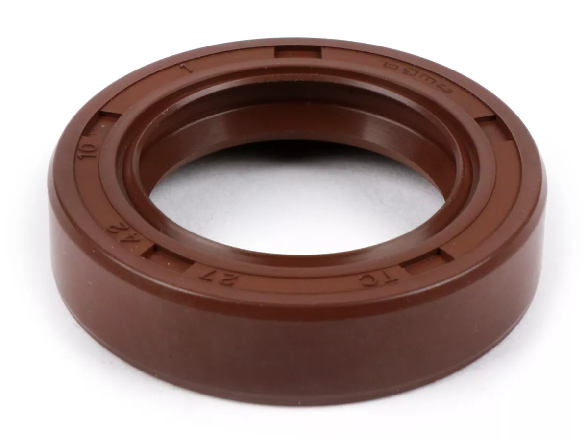 Oil seal 27x42x10mm -BGM PRO FKM/Viton® (E10/etahnol resistant)- Vespa V1-15, V30-33, VN, VM, VL, VD, VB, VGL, PX (since 1992), T5 125cc, Cosa - used for rear hub / axle (wideframe = outer / largeframe = inner)
