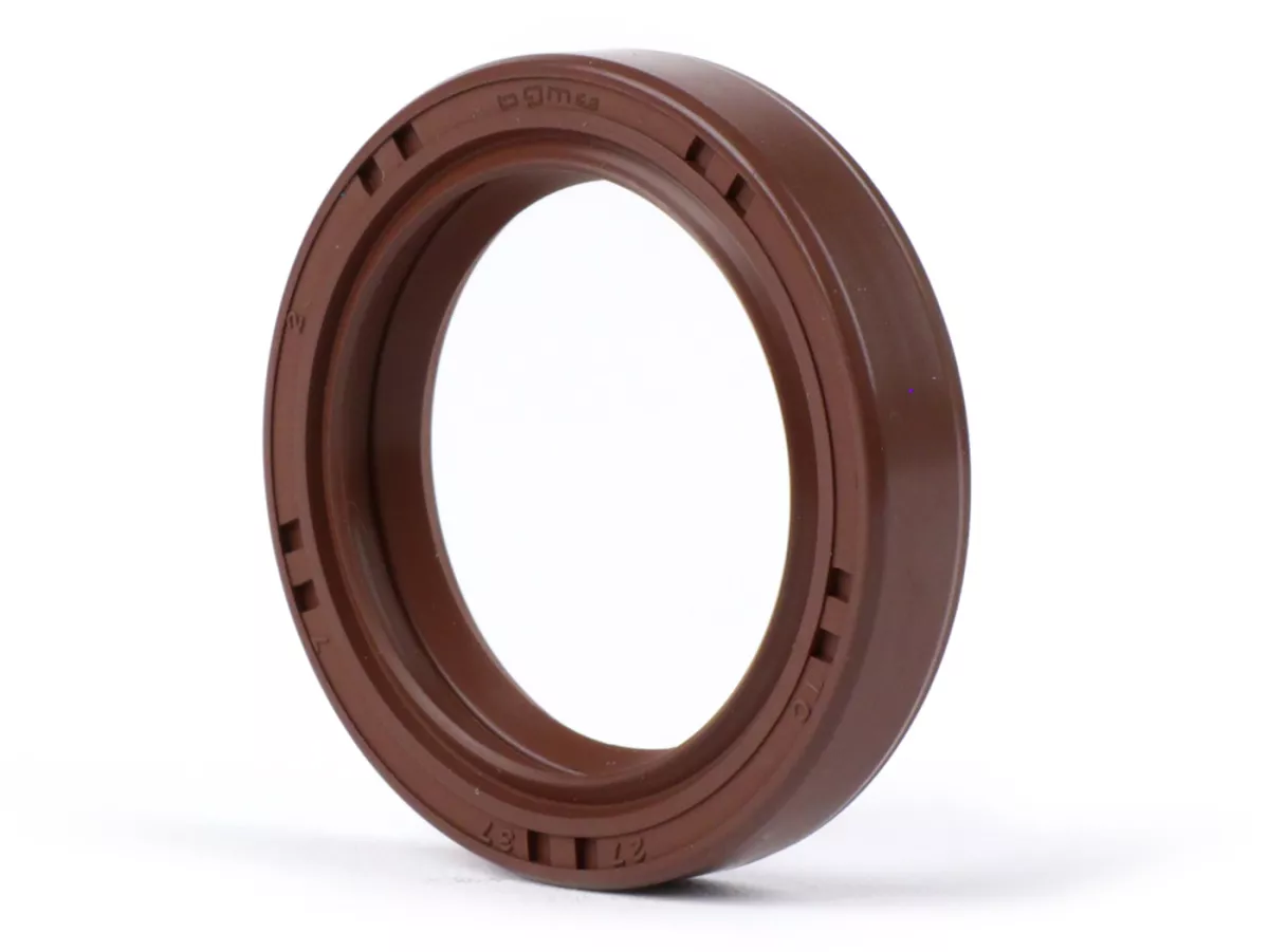 Retén de aceite -BGM PRO FKM/Viton® (resistente a E10)- 27x37x7mm - (usado para rueda trasera / tambor de freno trasero Vespa V50, V90, SS50, SS90, PV125, ET3, PK S, PK XL, PK XL2, ETS, GT125, GTR125, Sprint, TS, GL150, VBA, VBB, VNA, VNB, Rally180