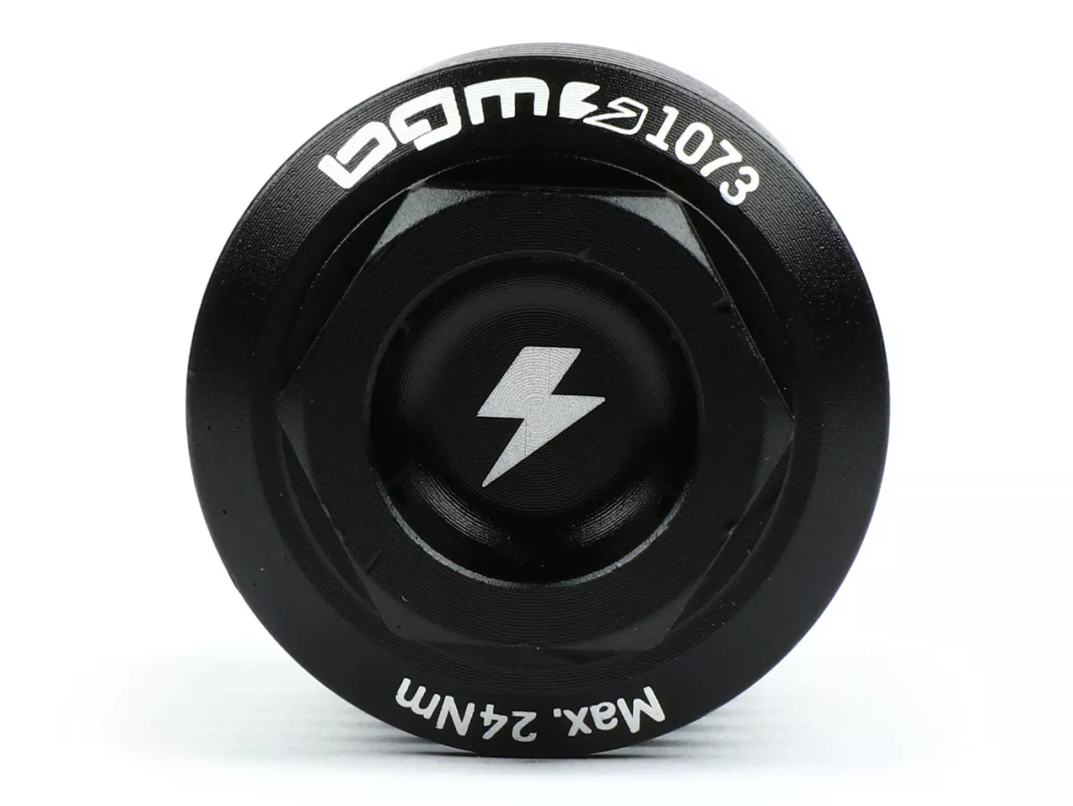 Oil drain plug -BGM PRO, CNC, black mat- all Piaggio Leader 125-200cc, LEM 125-150cc, HE 125-150cc, IGET 125-150cc, Quasar/HPE 250-310cc, Master 400-500cc