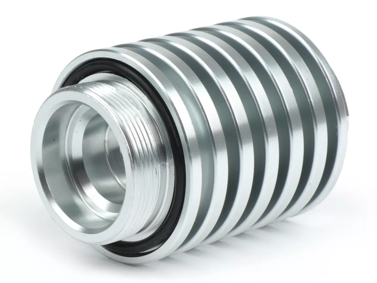 Bouchon huile -BGM PRO, CNC, argenté- tous les modèles Piaggio Leader 125-200cc, LEM 125-150cc, HE 125-150cc, IGET 125-150cc, Quasar/HPE 250-310cc, Master 400-500cc