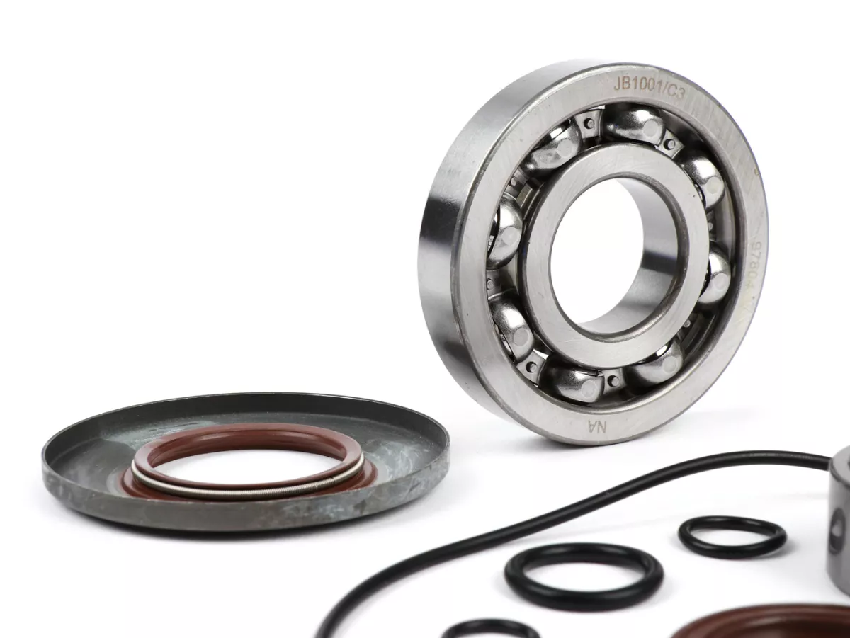 Bearing and oil seal set for crankshaft -BGM ORIGINAL- Vespa PX - metal type - incl. O-rings