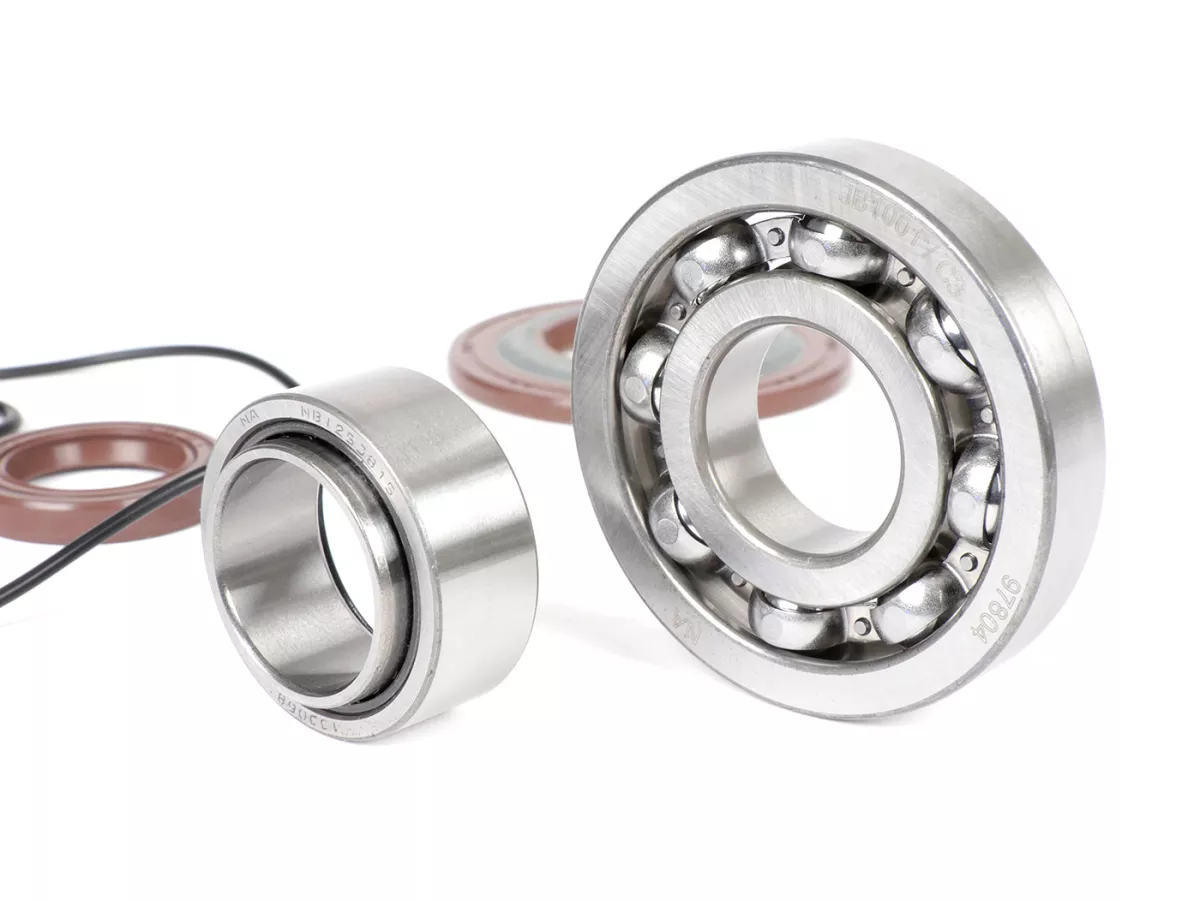 Bearing and oil seal set for crankshaft -BGM PRO FKM/Viton® (E10/etahnol resistant)- Vespa PX - rubber type - incl. O-rings