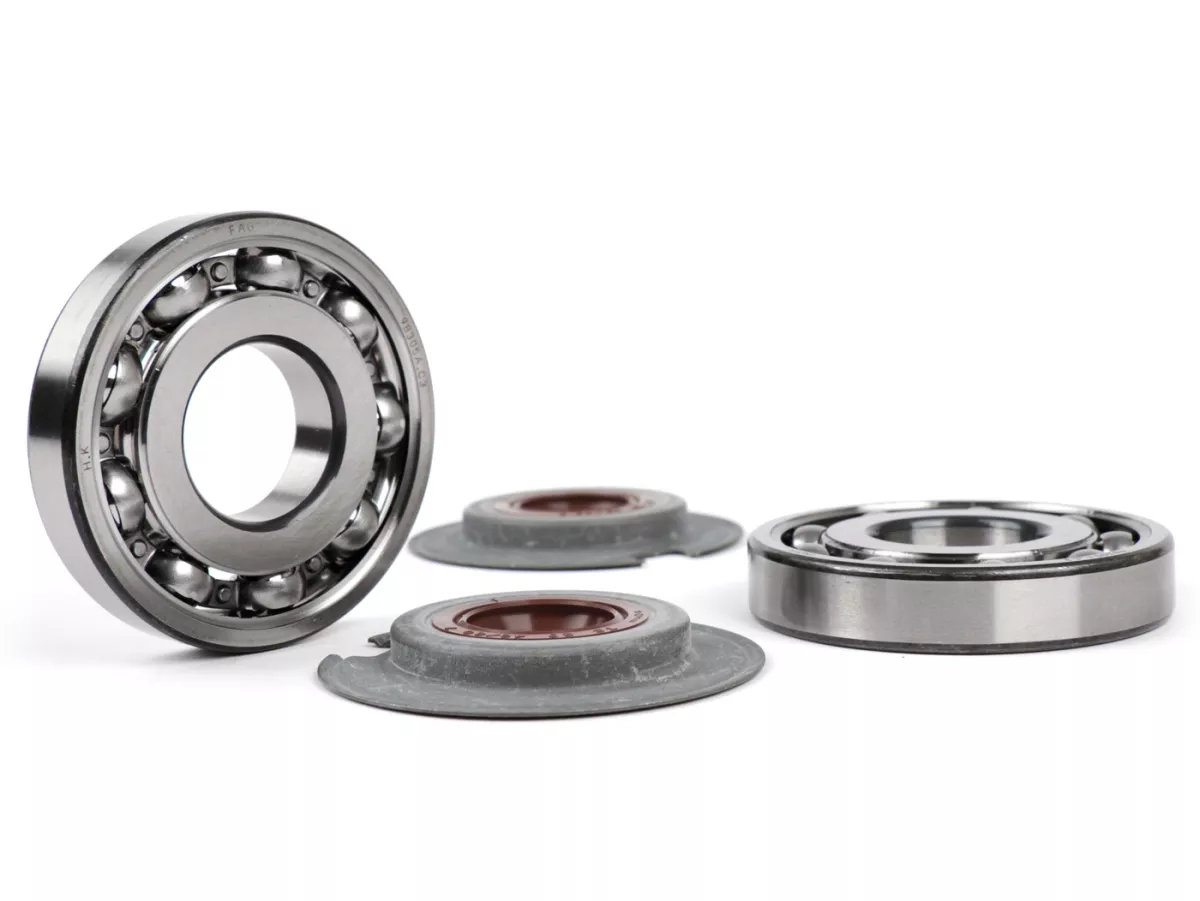 Bearing and oil seal set for crankshaft -BGM PRO FKM/Viton® (E10/etahnol resistant), FAG bearing (9 balls)- Vespa Wideframe VM, VN, VL, VB, GS150 / GS3 (VS1T - VS5T, VDTS), VD1, VD2, Largeframe VNA1, VNA2 (VNA2M, -091392), VBA (VBA1M, -313583)