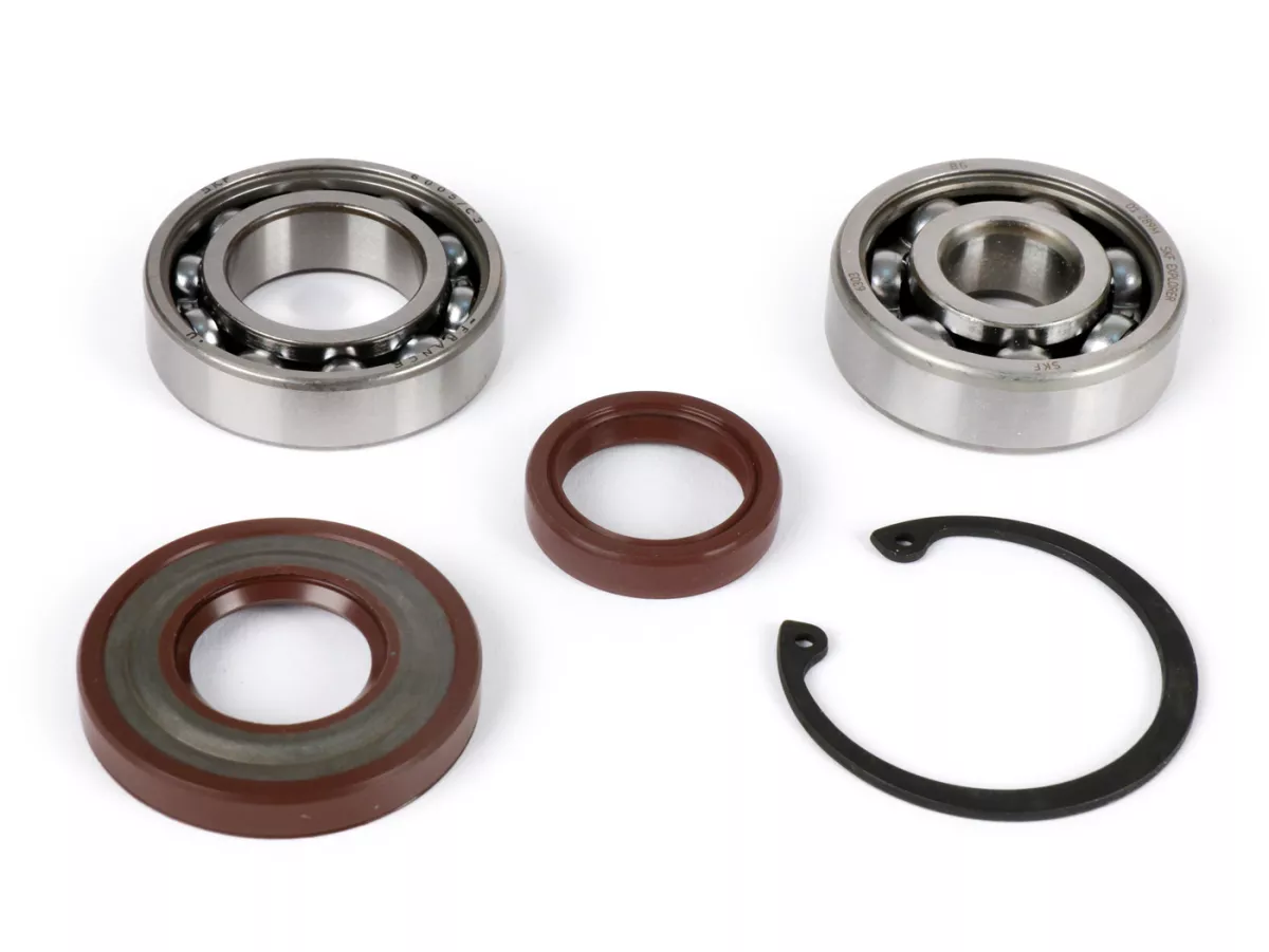 Bearing and oil seal set for crankshaft conversion to ETS -BGM PRO- Vespa V50, PV125, ET3, PK50, PK80, PK125 - 1x 6303 + 1x 6005 C3