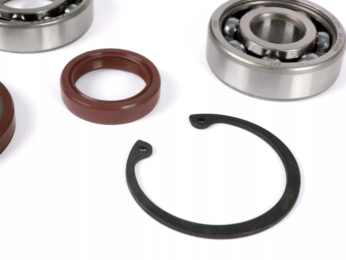 Bearing and oil seal set for crankshaft conversion to ETS -BGM PRO- Vespa V50, PV125, ET3, PK50, PK80, PK125 - 1x 6303 + 1x 6005 C3