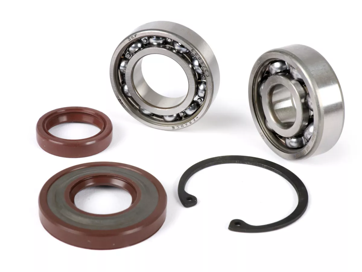 Bearing and oil seal set for crankshaft conversion to ETS -BGM PRO- Vespa V50, PV125, ET3, PK50, PK80, PK125 - 1x 6303 + 1x 6005 C3