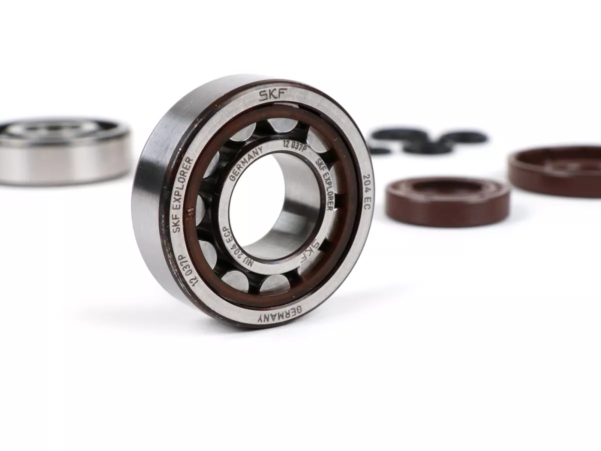 Kit roulements et joints spy pour vilebrequin -BGM ORIGINAL- Vespa V50, PV125, ET3, PK50S, PK80S, PK125S - 1x 6303 + 1x NU204
