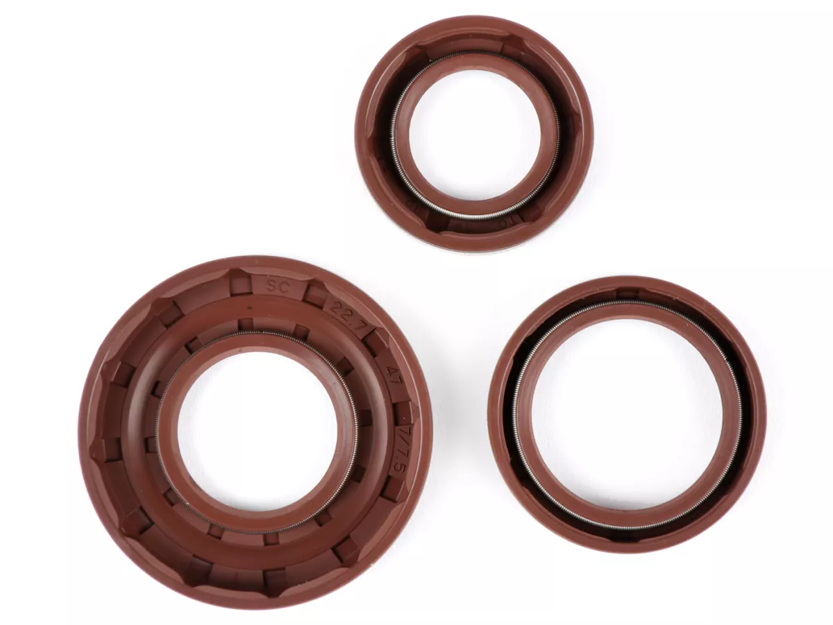 Juego de retenes -BGM PRO, FKM/Viton® (resistente a E10)- Vespa Smallframe 19mm - V50, PV125, ET3, PK50, PK80, PK125 S
