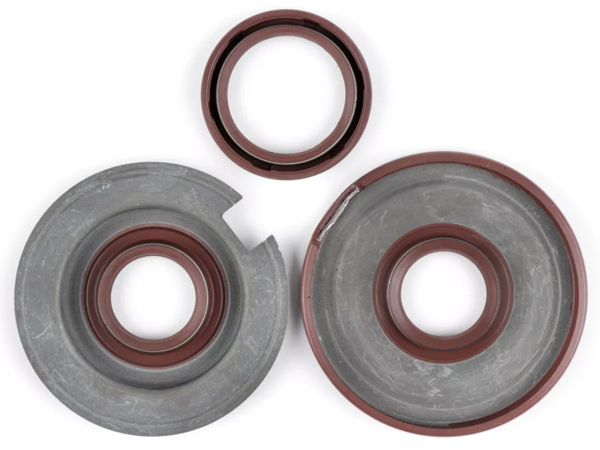 Juego de retenes -BGM PRO, FKM/Viton® (resistente a E10)- Vespa Largeframe Sprint (VLB1T -11518114), Sprint Veloce (VLB1T -165002), GT (VNL2T), GTR (VNL2T -118278), GL (VLA1T), VBB1T, VBB2T, VNB1T, VNB2T, VNB3T, VNB4T, VNB5T, VNB6T, VBA1T (VBA1M --1