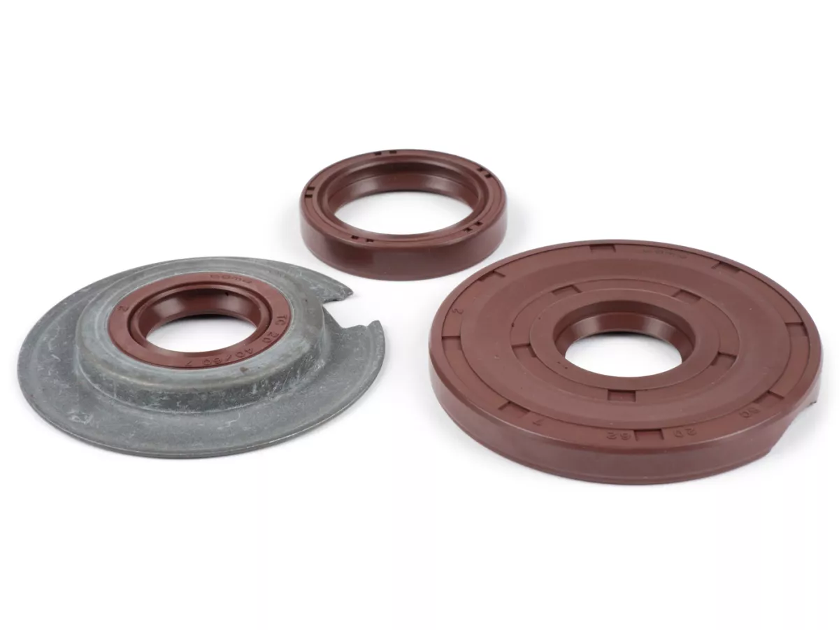 Juego de retenes -BGM PRO, FKM/Viton® (resistente a E10)- Vespa Largeframe Sprint (VLB1T -11518114), Sprint Veloce (VLB1T -165002), GT (VNL2T), GTR (VNL2T -118278), GL (VLA1T), VBB1T, VBB2T, VNB1T, VNB2T, VNB3T, VNB4T, VNB5T, VNB6T, VBA1T (VBA1M --1