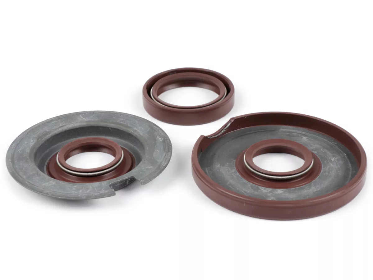 Juego de retenes -BGM PRO, FKM/Viton® (resistente a E10)- Vespa Largeframe Sprint (VLB1T -11518114), Sprint Veloce (VLB1T -165002), GT (VNL2T), GTR (VNL2T -118278), GL (VLA1T), VBB1T, VBB2T, VNB1T, VNB2T, VNB3T, VNB4T, VNB5T, VNB6T, VBA1T (VBA1M --1