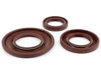 Oil seal set engine -BGM PRO, FKM/Viton® (E10/etahnol resistant) rubber,brown- Vespa Largeframe PX (-1984), P80X, P125X, P150X, P200E, Rally200 (VSE1T, 33997-, Ducati), Sprint Veloce150 (VLB1T,294260-), GTR125 (VNL2T, 145901-), TS125 (VNL3T, 18139-) - ext