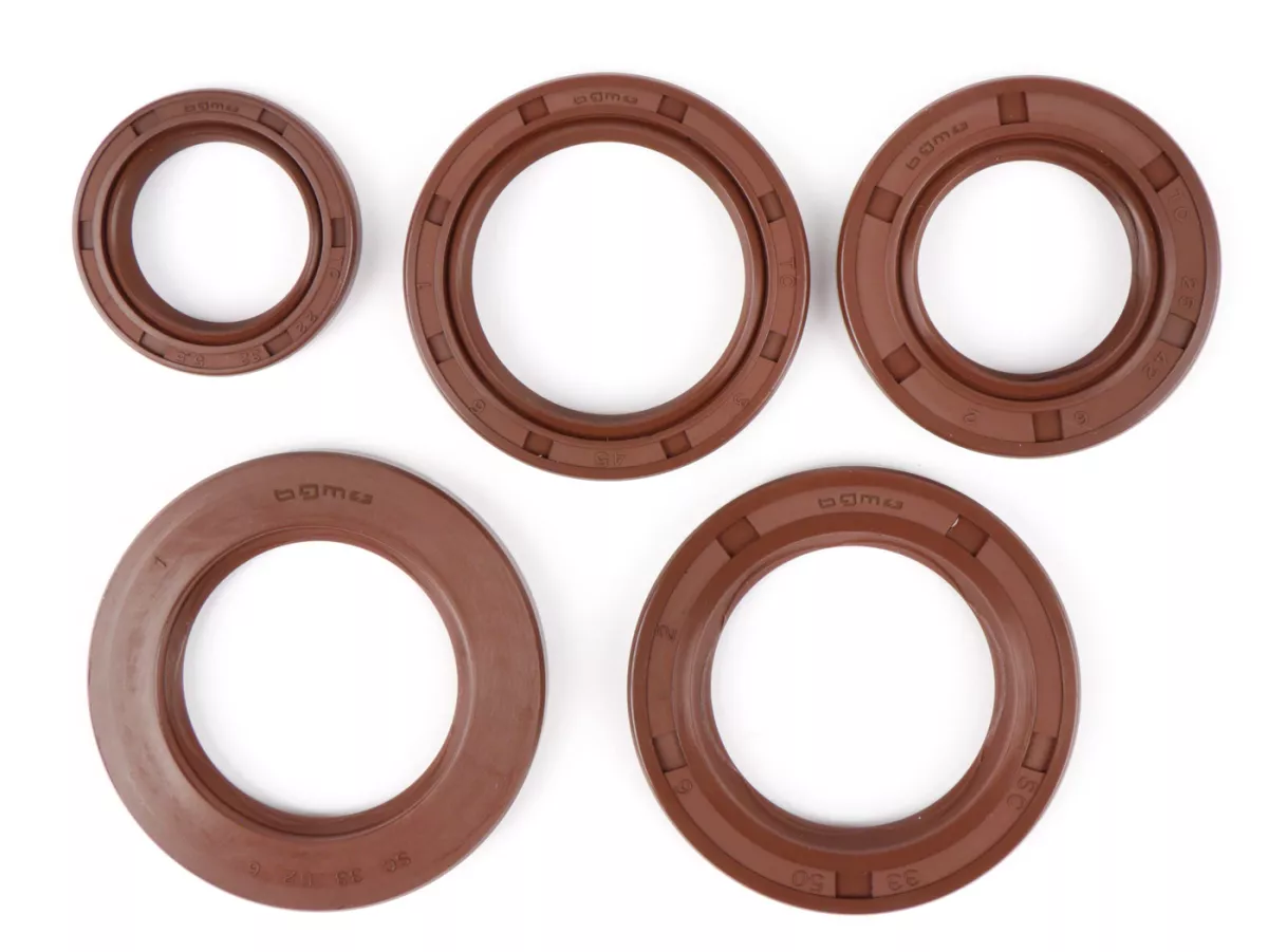 Juego de retenes -BGM PRO, FKM/Viton® (resistente a E10)- Lambretta LI 125-150 (series 2-3), LIS, SX, TV (series 2-3), GP/DL