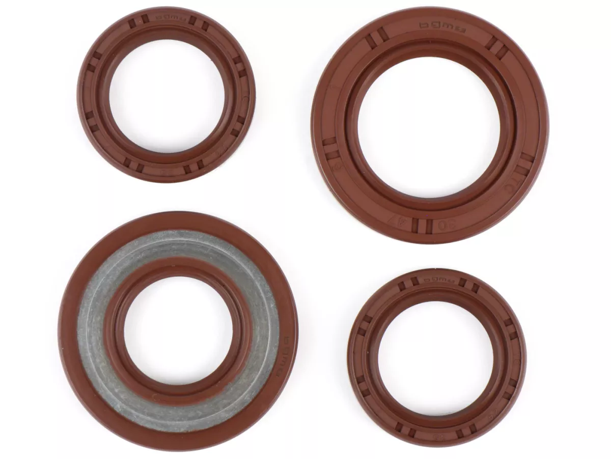 Engine oil seal set -BGM PRO, FKM/Viton® (E10 resistant)- Piaggio 125-180 ccm AC/LC 2-stroke - Aprilia SR125, Gilera Runner FX/FXR 125-180, Italjet Dragster 125-180, Piaggio SKR125, SKR150, TPH125, Skipper125, Skipper150, Hexagon LX/LXT 125-180