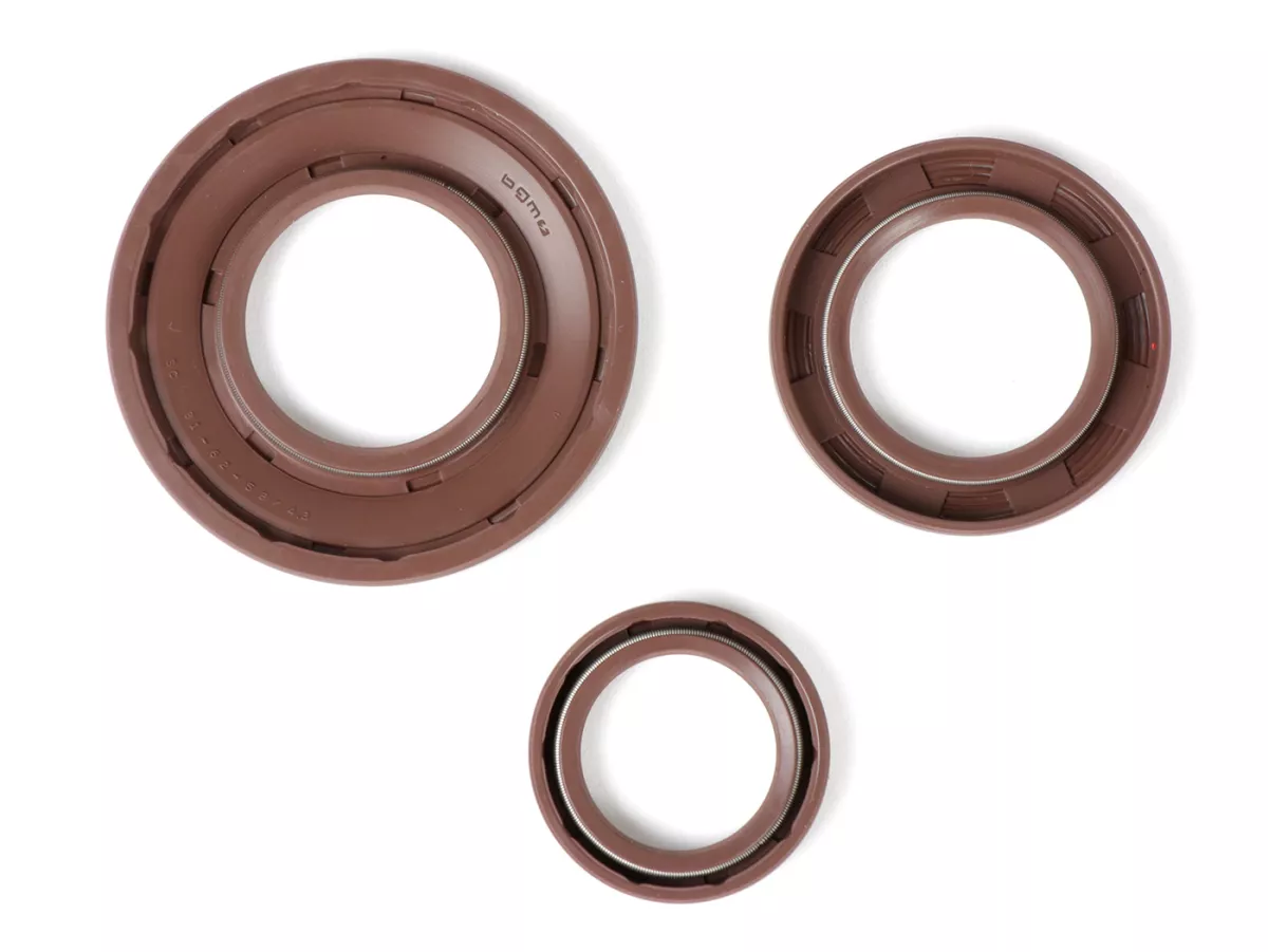 Juego de retenes -BGM PRO, caucho FKM/Viton® (resistente a E10), marrón- Vespa Largeframe PX Lusso (1984-1986) - PX80, PX125, PX150, PX200, T5 125cc, Cosa - Retén rueda trasera 30x47x6mm (montaje exterior)