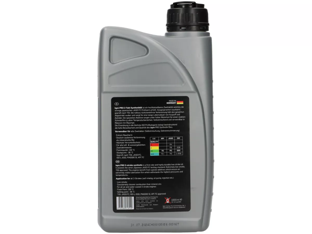 Olie -BGM PRO STREET- 2-takt synthetisch - 1000ml