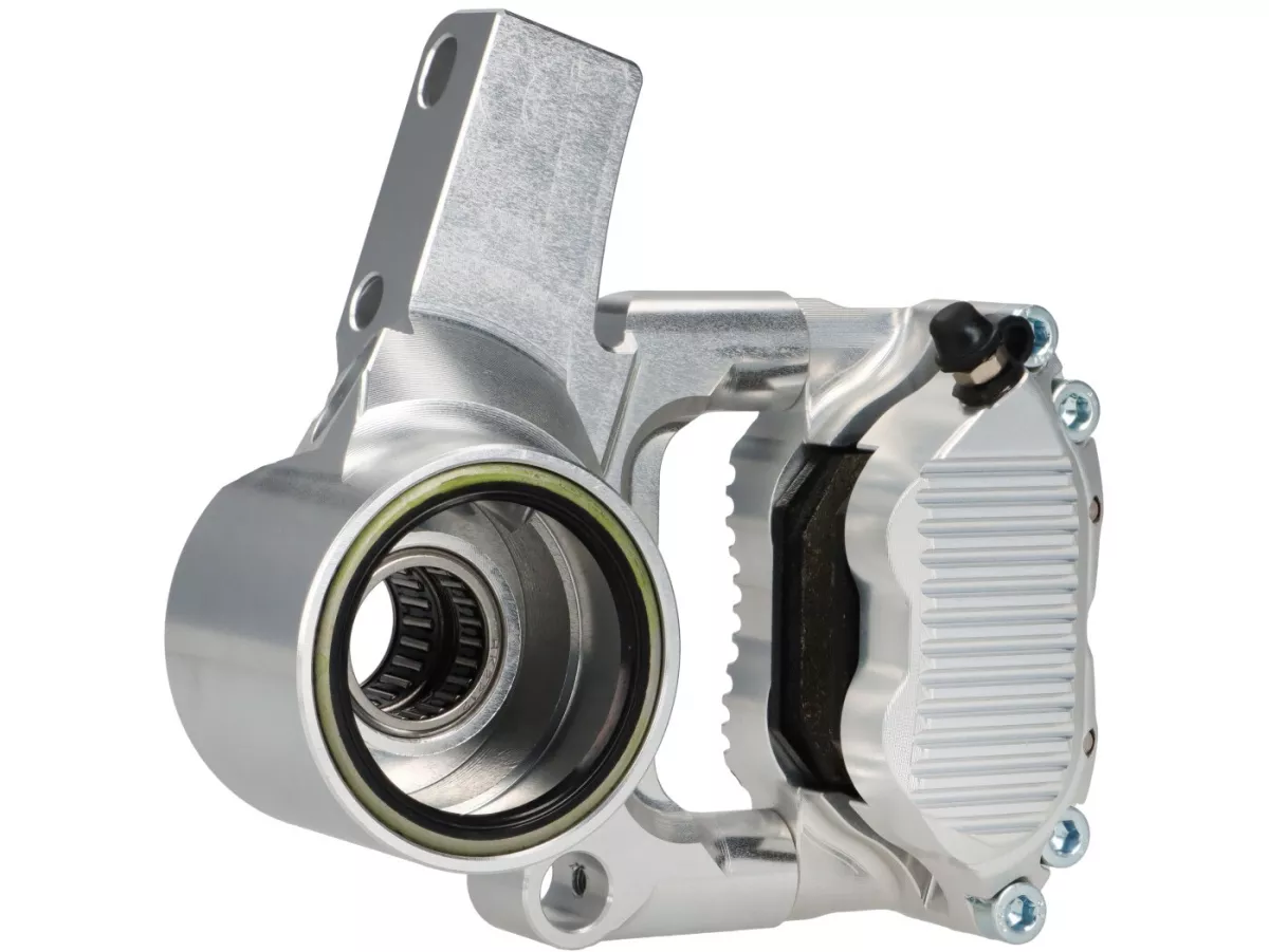 Kit completo de freno delantero - Freno radial BGM PRO SPORT de 4 pistones con adaptador fresado CNC incl. certificado TÜV - adecuado para frenos de disco Vespa PX Disc (a partir de 1998), MY, 2011 y Grimeca retrofit - plata